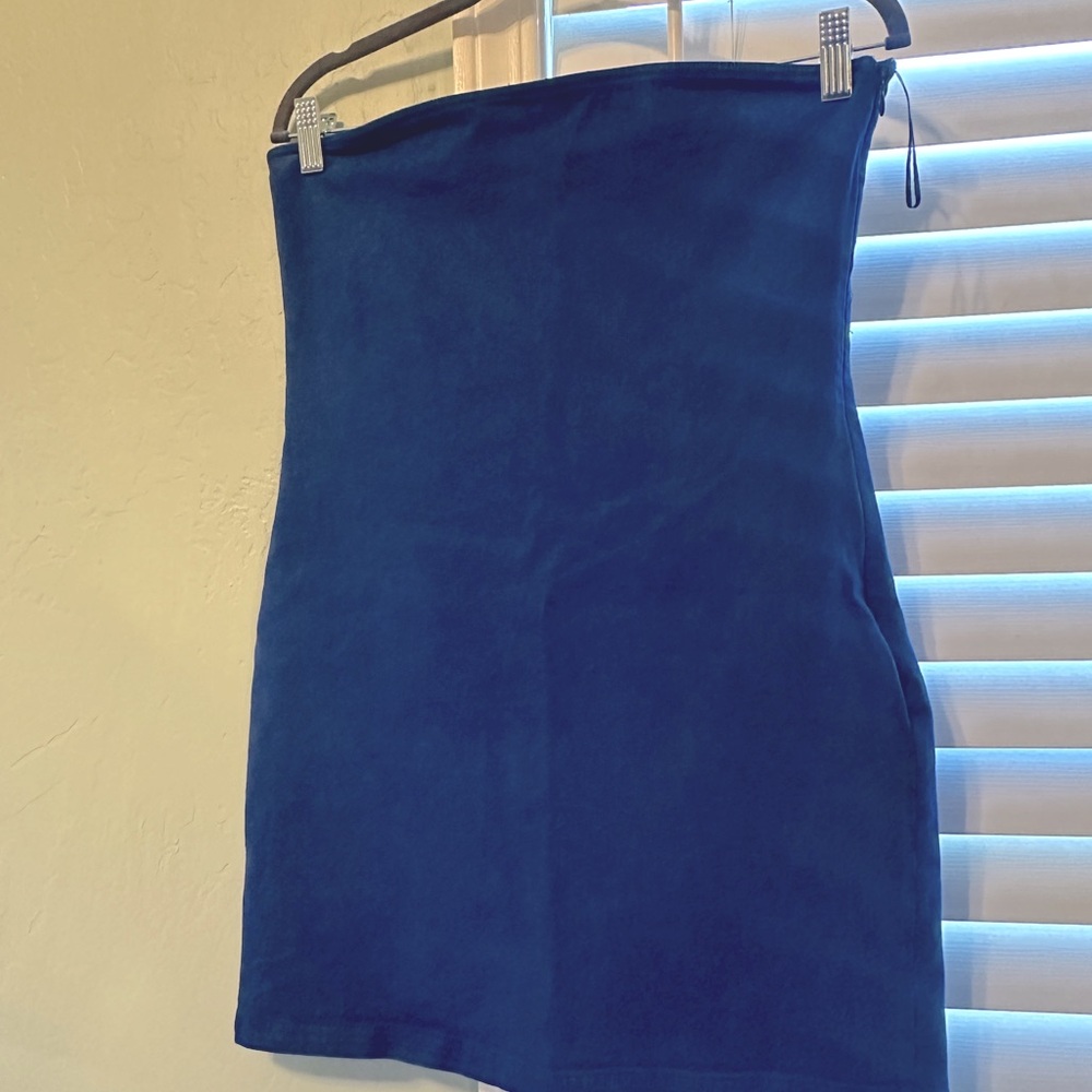 Zara Blue Bandeau Strapless Mini Dress (w flaw!)